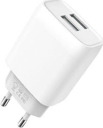 XO Charger Without Cable with 2 USB-A Ports Whites (L57)