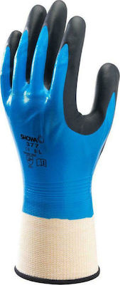 Showa Waterproof Gloves for Work Blue Nitrile/Polyester General Use 1pcs