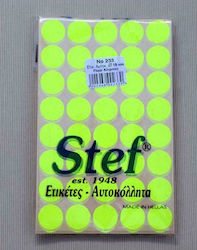 Stef Labels Round Small Adhesive Yellow Label 19mm 1600pcs