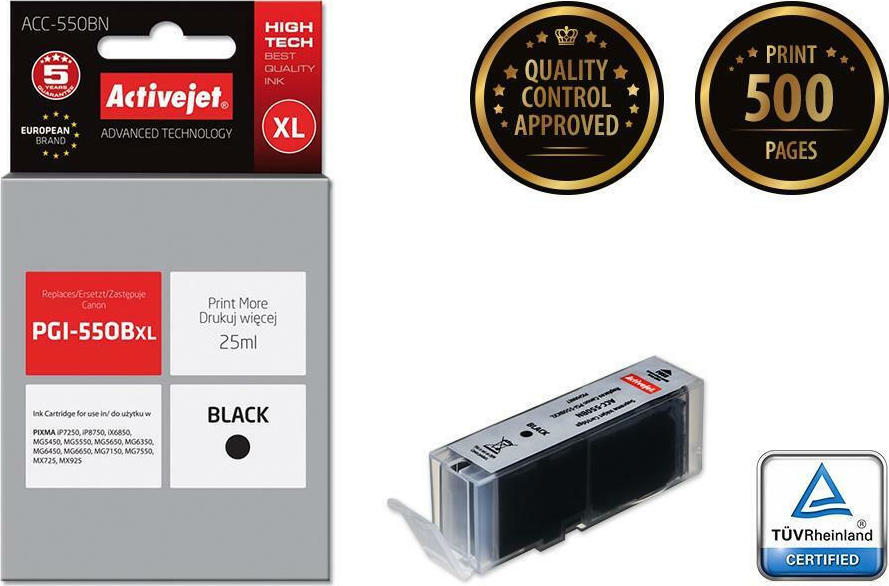 ActiveJet Συμβατό Μελάνι Εκτυπωτή InkJet Canon PGI-550Bk 25ml Μαύρο