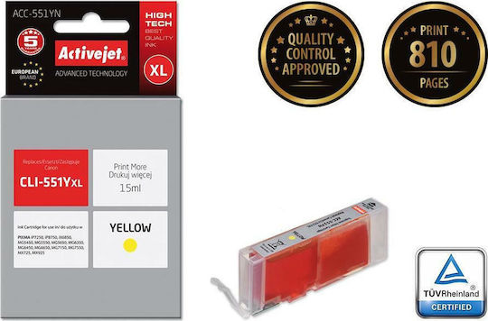 Active Jet Kompatible Tintenstrahldrucker-Tintenpatrone Canon CLI-551YXL 15ml Gelb 1Stück