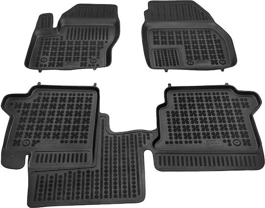 Rezaw Plast Satz Vorder- und Hintermatten Wannenartig 3Stück aus Gummi für Ford Große Tourneo 2013+ Schwarz