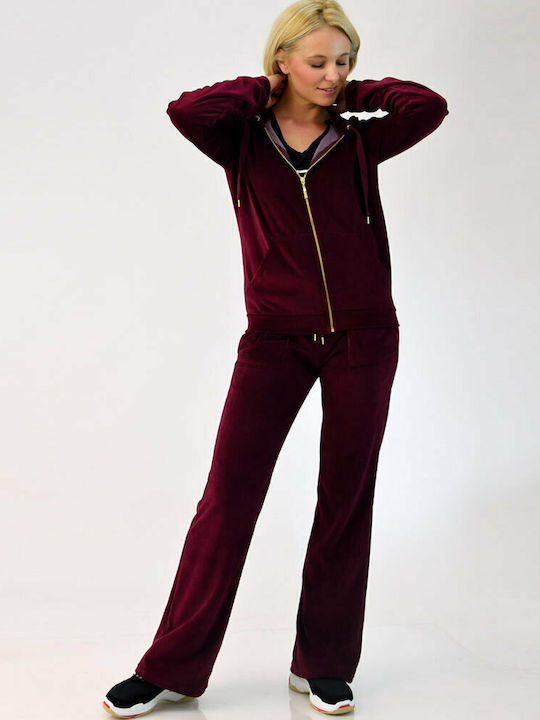 Sweatpants Set Velvet Burgundy