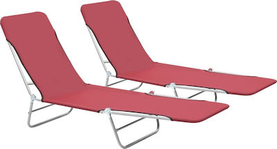 vidaXL Foldable Steel Beach Sunbeds Red 182x56x24.5cm 2pcs