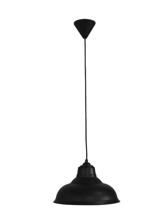 Heronia Public 1L Vintage Κρεμαστό Φωτιστικό Μονόφωτο Καμπάνα με Ντουί E27 σε Μαύρο Χρώμα