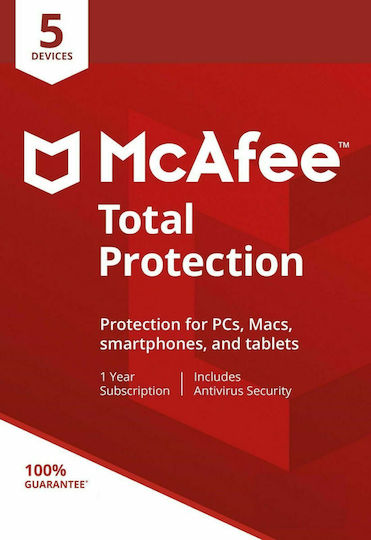 McAfee Total Protection 2021 for 5 Devices and 1 Year of Use (Electronic License)