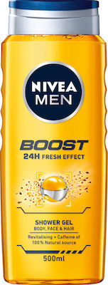 Nivea Boost 24h Fresh Effect Gel de baie pentru Bărbați pentru Corp , Magazin online & Păr (1x500ml) 500ml