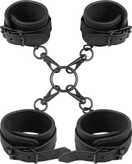IntoYou Wrist & Ankle Cuffs Set Vegan Leather Σετ για Δέσιμο Άκρων σε Μαύρο Χρώμα