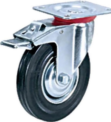 Ruotec 502.000.002.075 Wheel Rotating with Brake Industrial Black 75x22mm