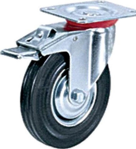 Ruotec 502.000.002.085 Wheel Rotating with Brake Industrial Black 85x24mm