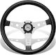 Luisi Falcon Rubber Three Spoke Car Steering Wheel with 34cm Diameter Silver/Black /LU