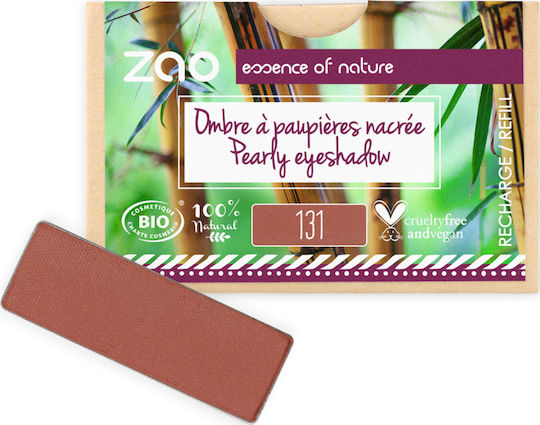 Zao Organic Makeup Rectangle Pearly Eye Shadow Refill Pressed Powder with Brown Colour 1.3g