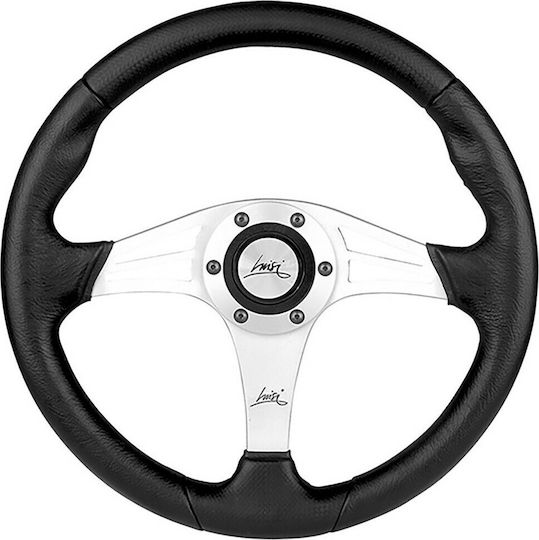 Luisi Grinta Three Spoke Car Steering Wheel with 35cm Diameter Silver/Black