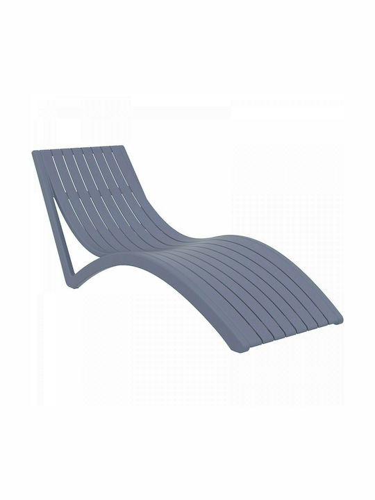 Deckchair Plastic Σλιμ Dark Grey 180x70x72cm.
