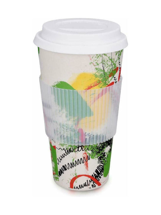 Navaris Tasse Bamboo mit Deckel Bunt 650ml 1Stück