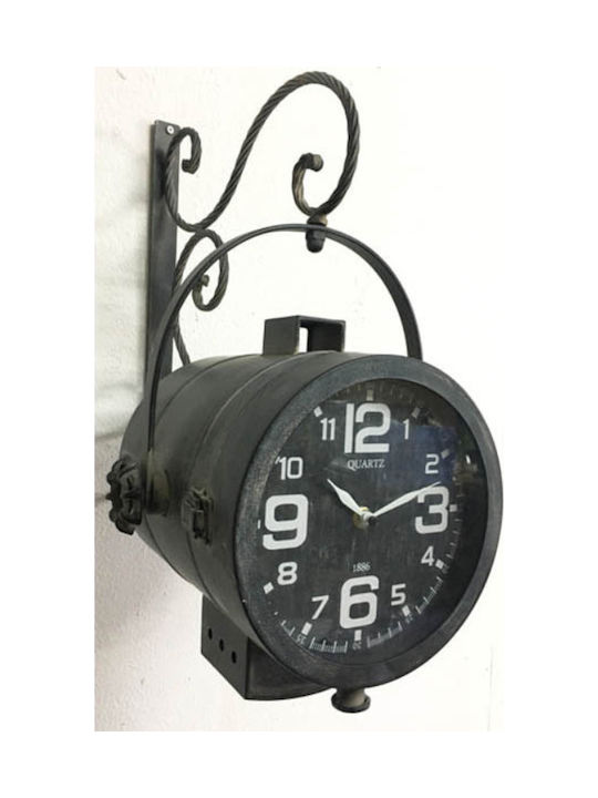 JK Home Decoration Ρολόι Τοίχου Μεταλλικό Μαύρο 26cm