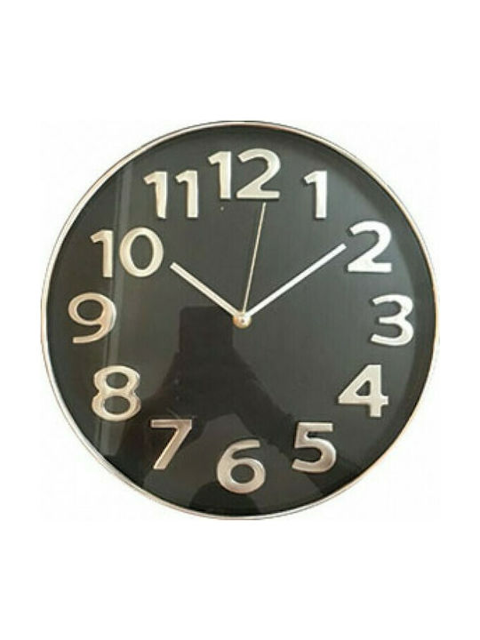 Ρολόι Τοίχου Πλαστικό Μαύρο 30cm