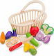 New Classic Toys Vegetable Set with Wooden Basket for 12+ Years
