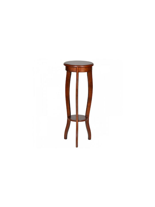 Round Solid Wood Side Table Walnut L31xW31xH100cm