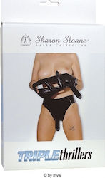 Sharon Sloane Strapon Triple Thrillers Underwear with Triple Dildo in Black Color