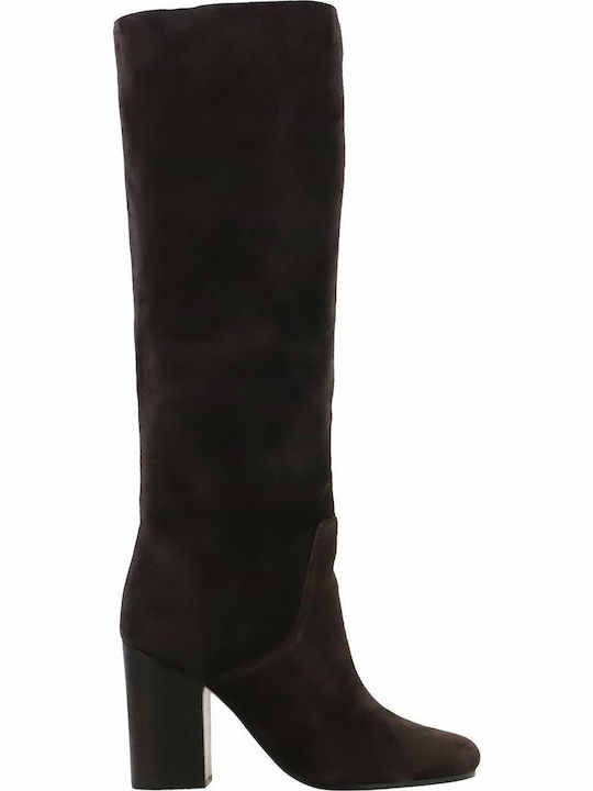 Suede High Heel Women's Boots with Rubber Leigh Black