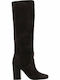 Suede High Heel Women's Boots with Rubber Leigh Black