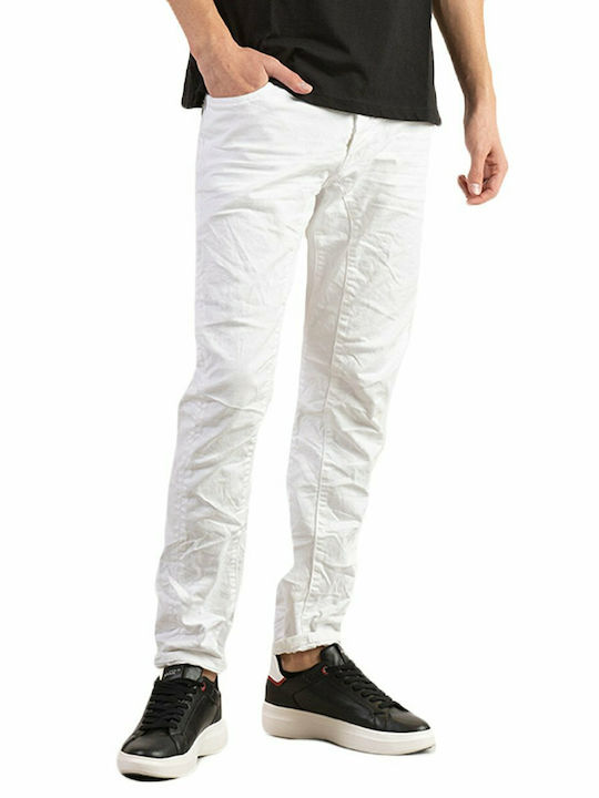 Biker I0041 Ανδρικό Παντελόνι Τζιν Ελαστικό με Skinny Εφαρμογή Λευκό