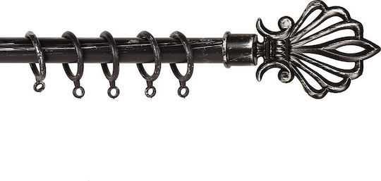 Keskor Extendable Metallic Curtain Pole 016 Single Φ19mm 70-120cm Black - Silver 016-70