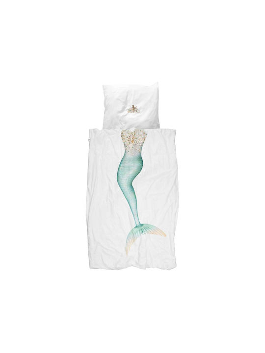 Snurk Mermaid Set Kids Duvet Cover Single with Pillowcase White 140x200cm