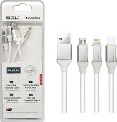 Regulär USB zu Blitzschlag / Typ-C / Micro-USB Kabel Weiß 1m (694700)