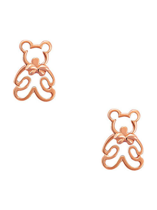 Silver earrings "Teddy Bears" rose gold plated