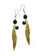 STONE EARRINGS LAVA STONE WITH BRONZE LEAF