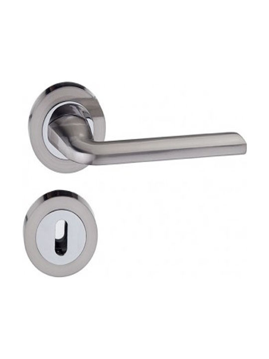 Viobrass Lever Front Door with Rosette Left 4085 4085 Nickel / Chrome