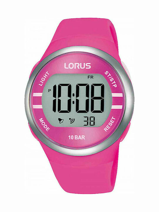 Lorus Digital Damen Uhr mit Fuchsie Kautschukarmband