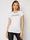 Guess Women's T-shirt with V Neck White