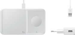 Samsung Ασύρματος Φορτιστής (Qi Pad) 9W Power Delivery Λευκός (Duo With Travel Adapter)