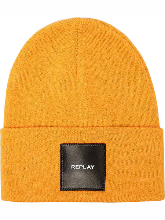 Replay Beanie Ανδρικός Σκούφος Πλεκτός σε Κίτρινο χρώμα