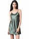 Milena by Paris Satin Women's Nightdress Khaki 3334 003334-Χακί