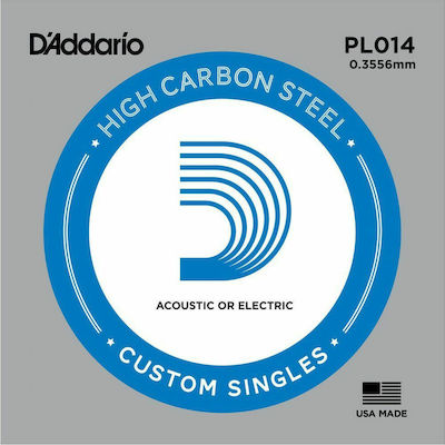 Daddario Single Steel String for Acoustic Guitar / Electric Guitar Single Plain .014"