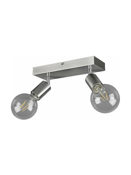 Trio Lighting Vannes Διπλό Σποτ με Ντουί E27 σε Ασημί Χρώμα