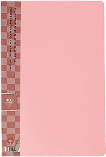 Sunfull Clipboard Flexible with 40 plastic sleeves Slides for Paper A4 Pink 1pcs