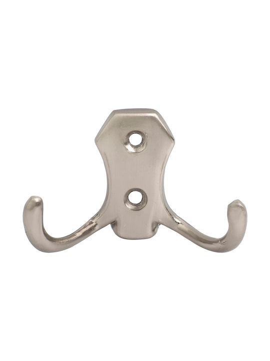 Roline Metal Wall Hanger with 2 Slots Nickel Matt 4.5x7cm 1pc