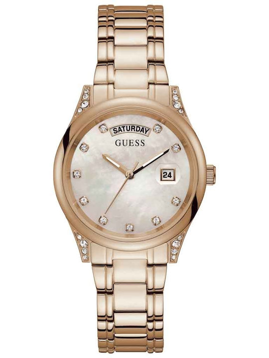 Guess Aura Damen Uhr mit Rose Gold Metallarmband