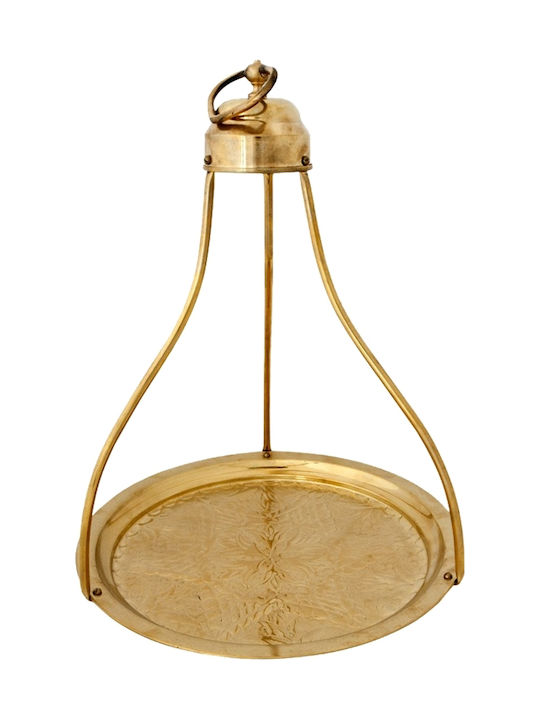 Metal Rotund Tavă de Cafenea cu Mânere în Culoare Auriu 34x34cm ZE005022-34 1buc