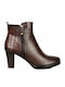 A1634 Leder Stiefeletten Damen Braun
