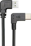 Powertech Angle (90°) / Regular USB 2.0 Cable USB-C male - USB-A male Black 1m (CAB-U135)