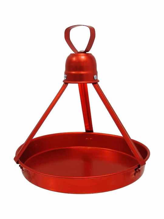 Round Coffee Tray Metallic with Handle In Red Colour 32x32cm 1pcs