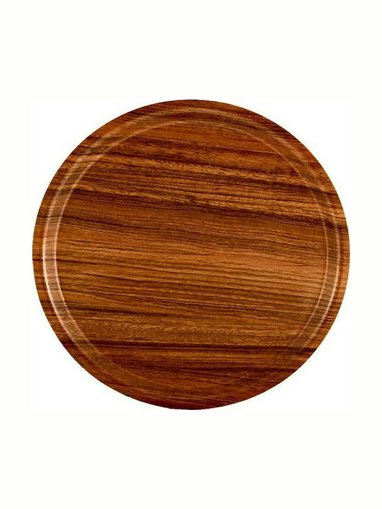 Round Tray Non-Slip of Plastic In Brown Colour 43x43cm 1pcs