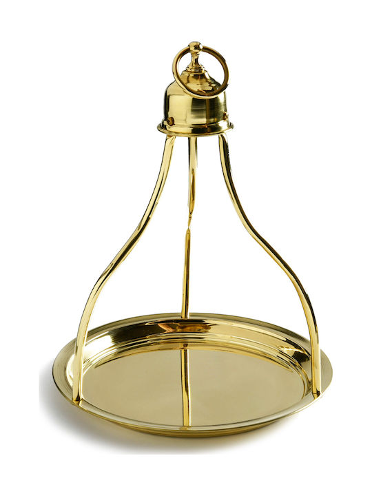 Metal Round Coffee Tray with Handles in Gold Color 34x34cm SM-L1003-34-OR 1pcs