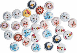 Junior Holzhandwerksdekoration Buttons 30Stück Verschiedene Designs